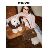 muva. British‑Style Ribbon Cowhide Large‑Capacity Commute Shoulder Bag for Women, 2025 New Arrival Oct 17