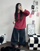 ステッチバルーンデニムパンツ 💙S-XL🖤