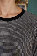 ロゴストライプロングスリーブTシャツ/ ブラック