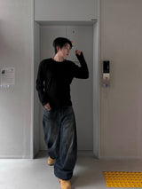 Stand Cat Balloon Denim Pants