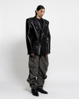 SLAB STRUCTURED BLAZER - FAUX LEATHER