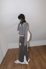 ROSE N STAR POCKET LONG SKIRT CHARCOAL