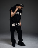 M.C.R. code stud zip-up vest HD BK