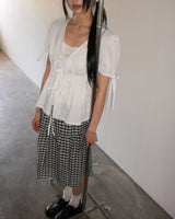 Etch Puff Ribbon Pintuck Blouse