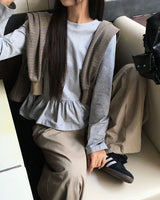 ソフトレイヤードフリルロングスリーブTシャツ