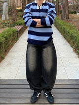 Stripe collar knit