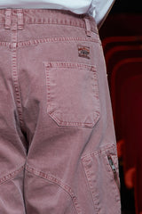 DYED ZIP CARGO PANTS / DARK PINK
