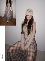 Long Check Chiffon Sharalla Skirt