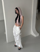 ribbon string shirring wide pants