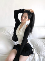 ラックティアードフリルキュロットミニスカート