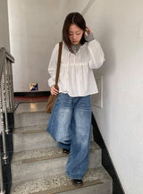 レガサイドカットワイドデニムパンツ