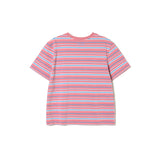 マルチストライプショートスリーブTシャツ_ピンク