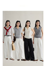 loose-fit high-waisted straight denim pants