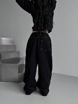 back rivet winter wide pants