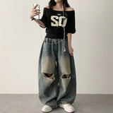 Bner No. Shoulder Unbalanced Short Sleeve T-shirt