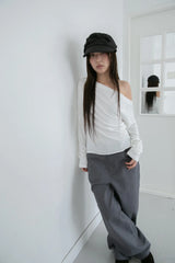 slim raglan off-shoulder top(4colors)