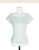 yours ❤ letter one shoulder top