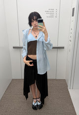 SHEER WRAP UNBALANCE SKIRT