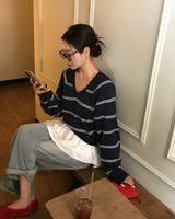 [MADE] Rollipop, striped V-neck knit
