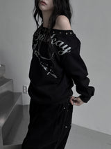 eyelet one-shoulder lettering mtm (2color)