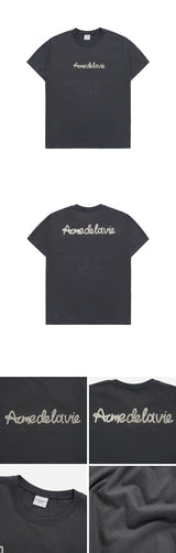 24FW チェーン刺繡スクリプトプリンティングショートスリーブTシャツ チャコール