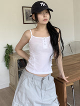 SIDE SHIRRING BUTTON SLEEVELESS (3C)