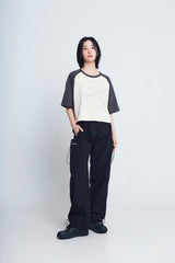 サイクルプリントラグラン ½Tシャツ (charcoal/ivory)