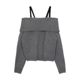 ストラップウールオフショルダーニット (3 COLORS)