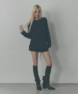 ボタン ロールアップ ルーズフィット ロングスリーブ [Navy]