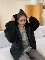 [unisex] サルコットンフードジップアップジャケット