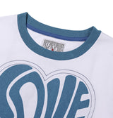 ハートカッティングクロップTシャツ（青