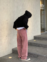 Pink cutting wide pants