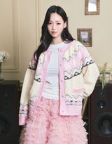 Roslyn Ribbon Cowichan Knit Cardigan Ivory