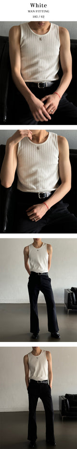 [S/S] High ribbed logo sleeveless(6color)