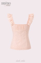 Peach Chiffon Frill Blouse