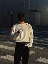ASCLO Shoulder Zipper Rib T Shirt (3color)