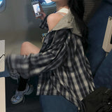 [Bellide made] airplane HOODED LOOSE-FIT CHECK SHIRT