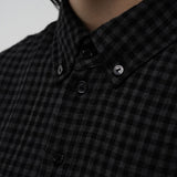レギュラーコットンチェックシャツ(BLACK)