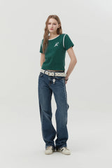 GRAPHIC RINGER T-SHIRT - GREEN   