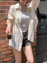 #Natural Stripe Summer Loose Shirt (4color)