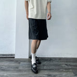 Charcoal Draped Stripe Shorts