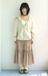 Meirin Shirring Checkered Skirt