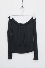 Off-Shoulder Tie Sleeve (Black)
