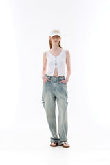 CINDY SLEEVELESS TOP SET / WHITE