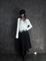 distressed fringe knit cardigan (2color)