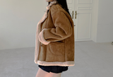 (100% SHEEPSKIN🐑🤎) 2 COLORS キュートフェミニンバターセミショートマウンテンコート