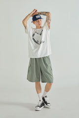 パッチポイントナイロンカーゴハーフパンツ - KHAKI