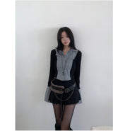 Youth Contrast Stripe Slim-fit Long Sleeve Shirt 