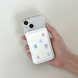 magSafe case pastel star white leather card wallet set