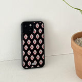 strawberry pattern glossy glass bumper case (black)